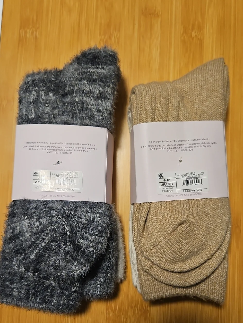 Auden Women's 2pk Feather Cozy Crew Socks